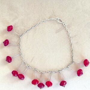 One of a kind  sterling silver necklace with red sea glass- artist’s made.